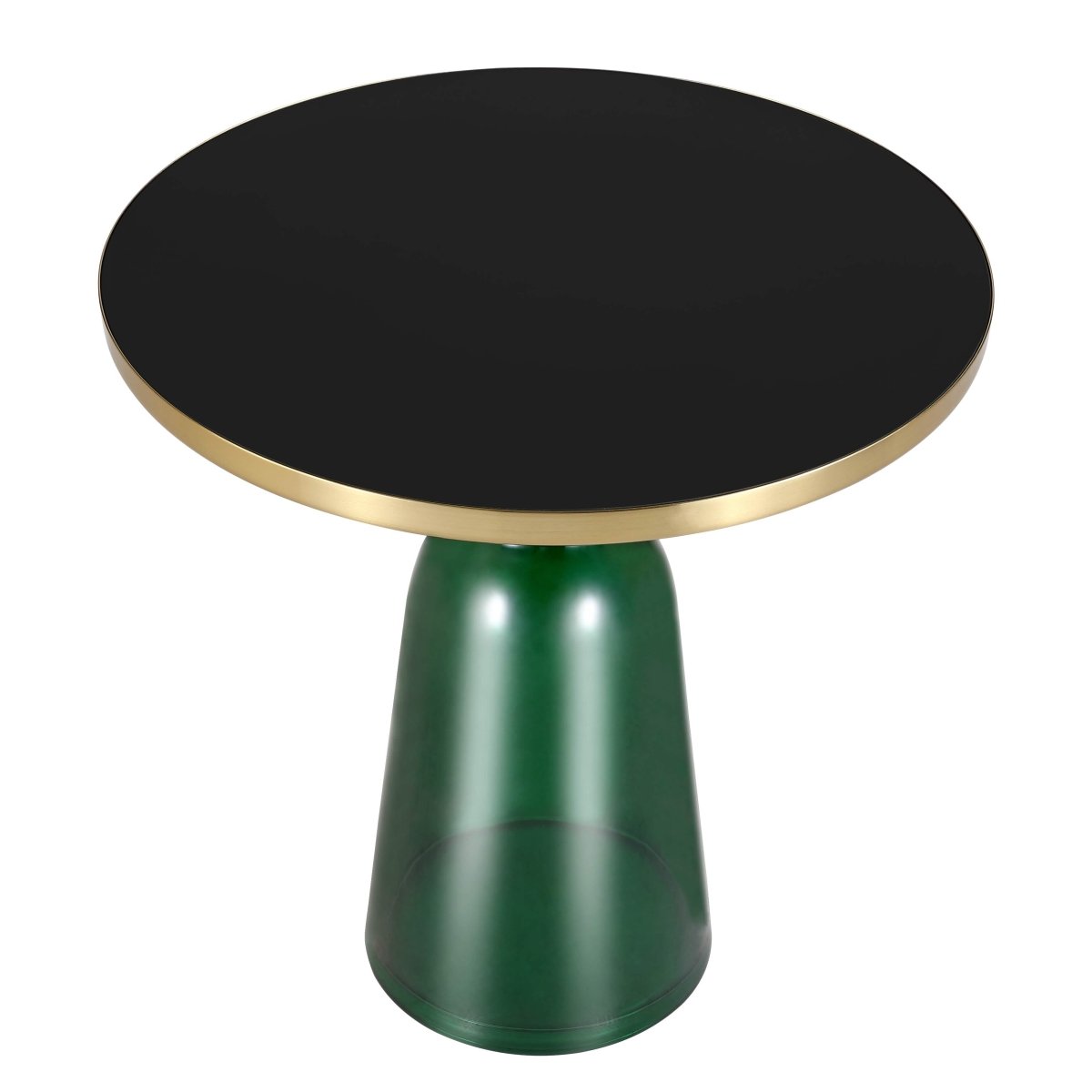 Tully 19 - Inch Round Glass/Stone Side Table with Iron Rim Frame and Glass Base