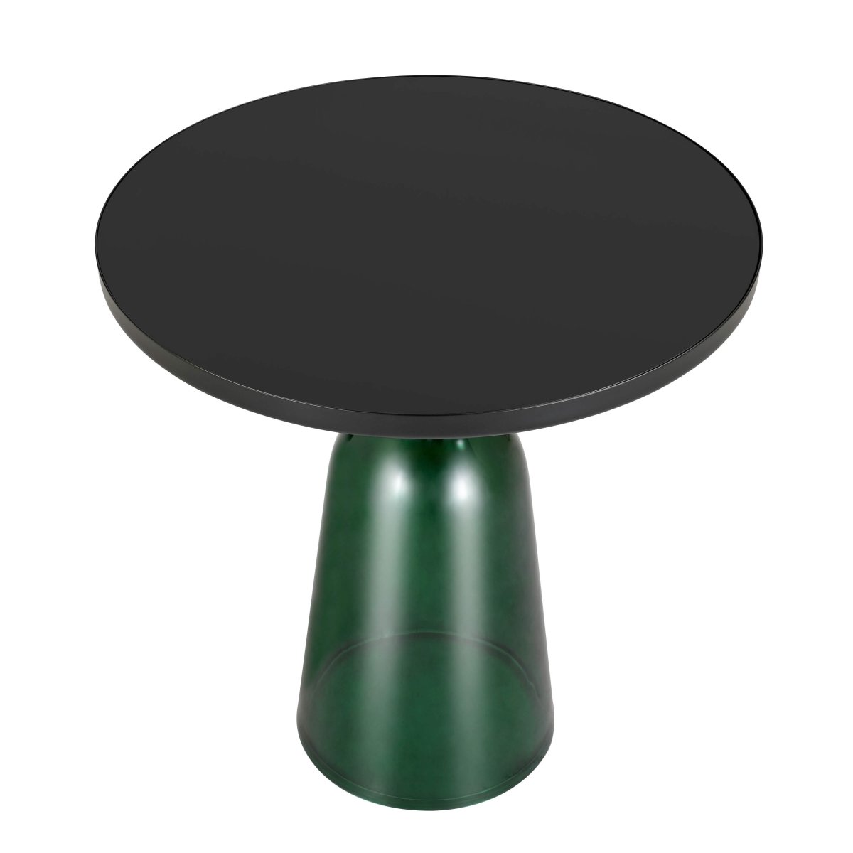 Tully 19 - Inch Round Glass/Stone Side Table with Iron Rim Frame and Glass Base