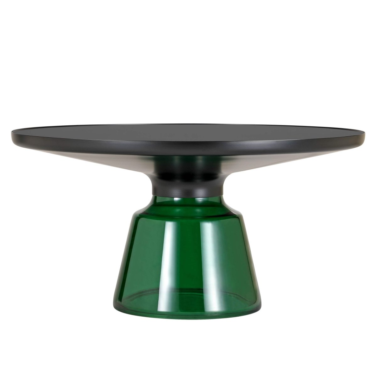 Tully 30 - Inch Round Glass/Stone Coffee Table with Iron Rim Frame and Glass Base