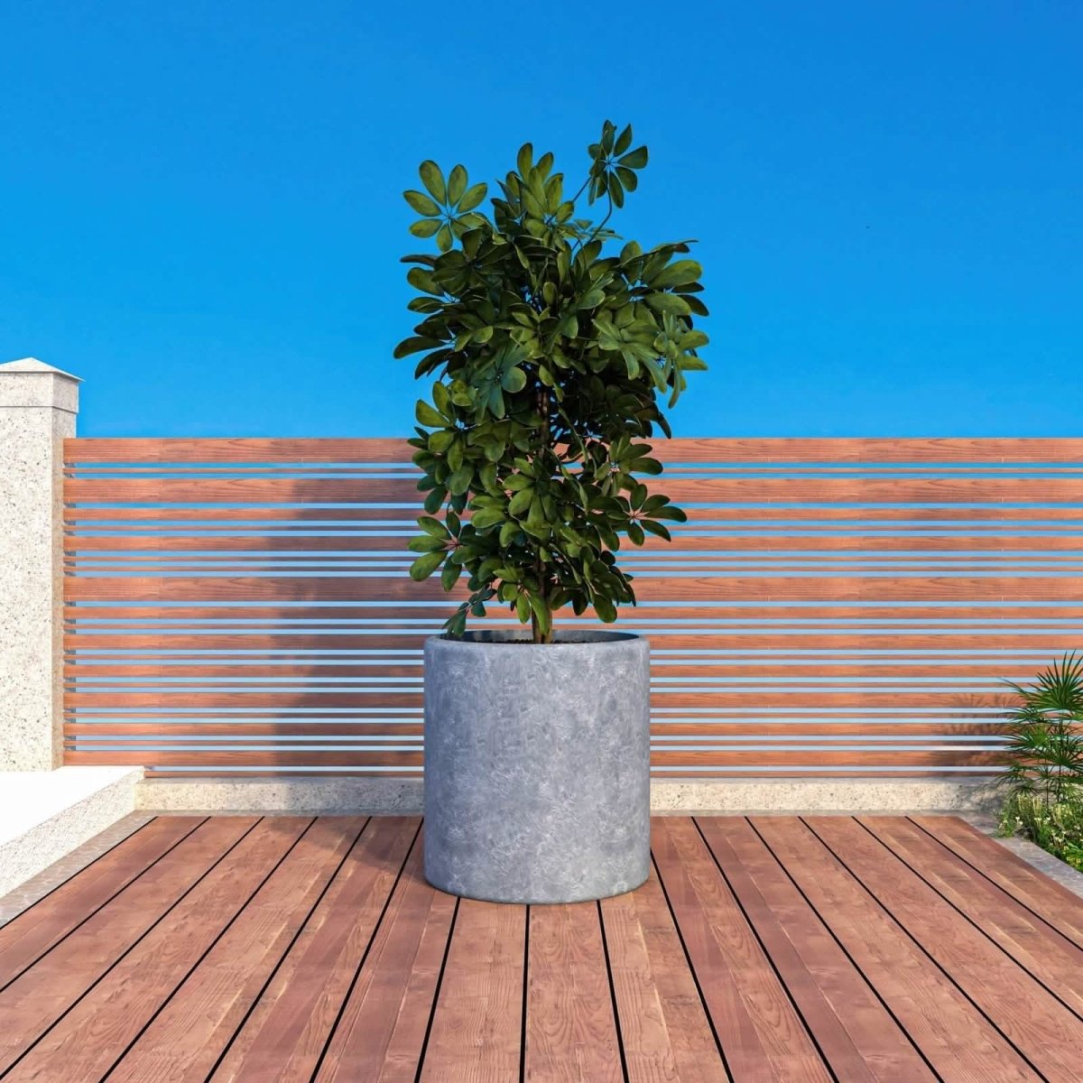 Tundra Fiberstone and MGO Clay Planter, Mid - Century Modern Round Planter Pot for Indoor and Outdoor
