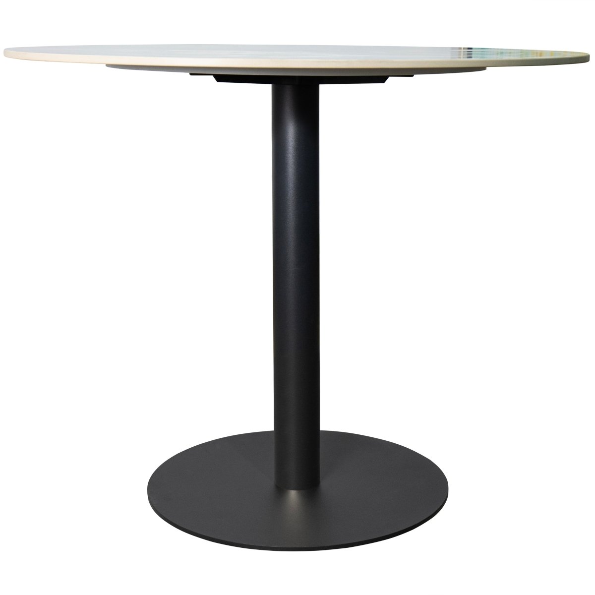 Vail Collection Dining Table Black Base With 27"/36" Round Black MDF Wood/Sintered Stone Top