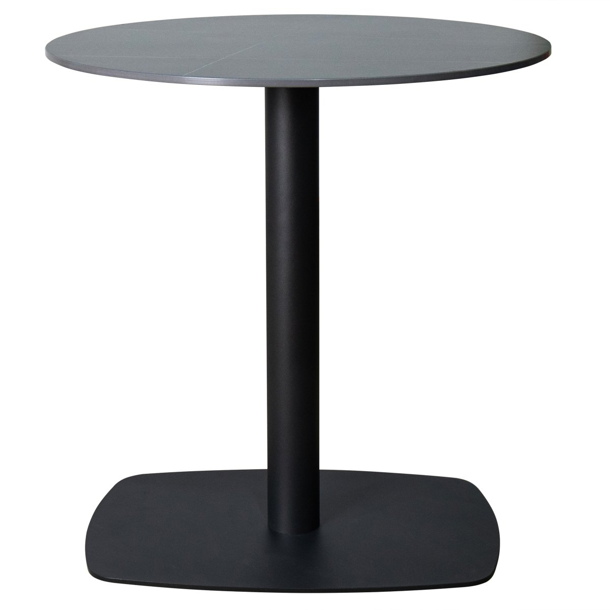 Vail Collection Dining Table Black Rectangle Base With 27"/36" Round Dark Brown MDF Wood/Sintered Stone Top