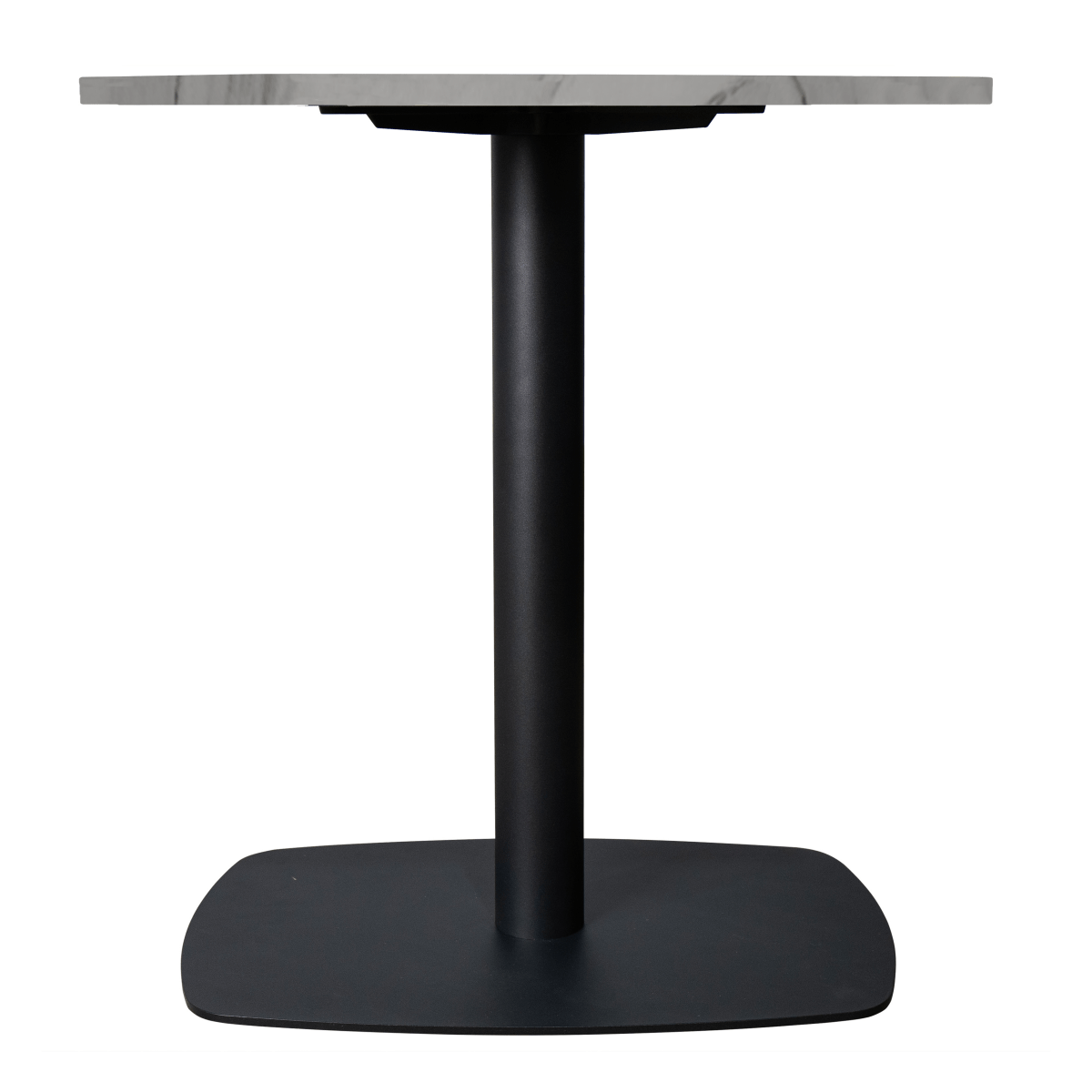 Vail Collection Dining Table Black Rectangle Base With 27"/36" Round Dark Brown MDF Wood/Sintered Stone Top
