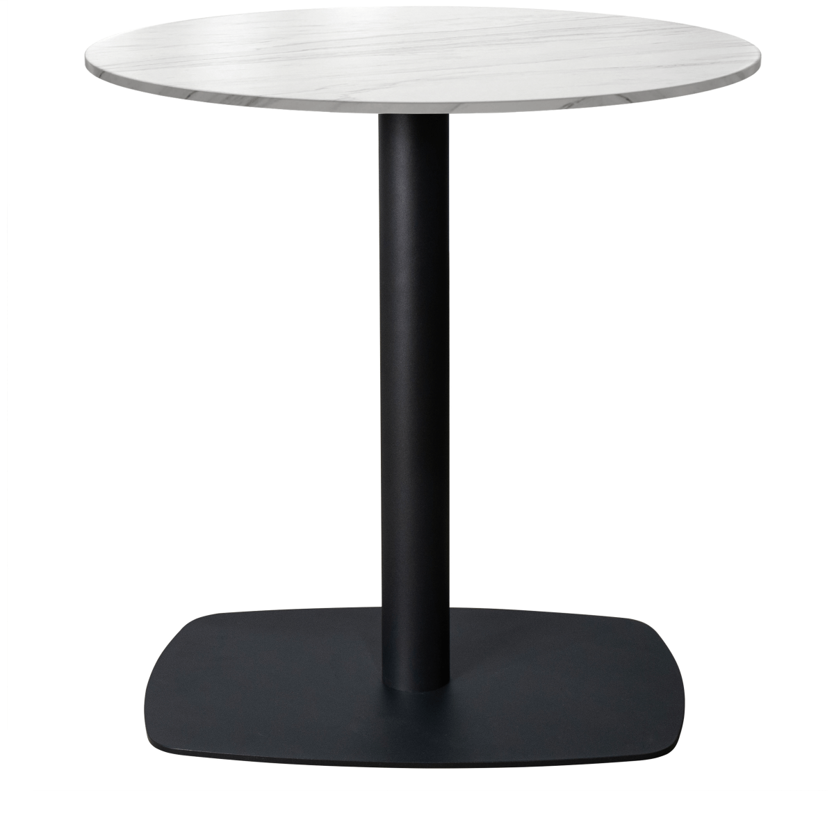 Vail Collection Dining Table Black Rectangle Base With 27"/36" Round Dark Brown MDF Wood/Sintered Stone Top
