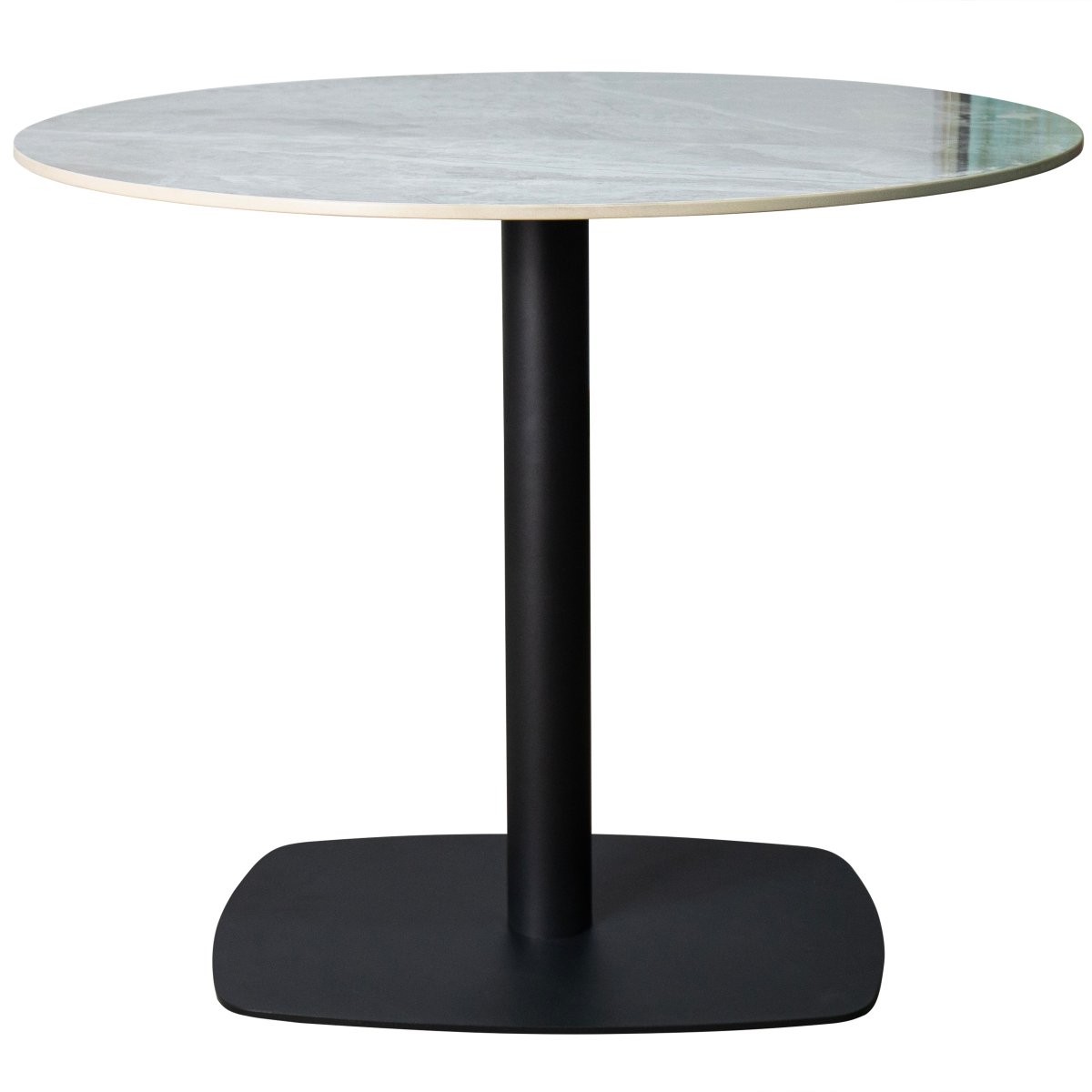 Vail Collection Dining Table Black Rectangle Base With 27"/36" Round Dark Brown MDF Wood/Sintered Stone Top
