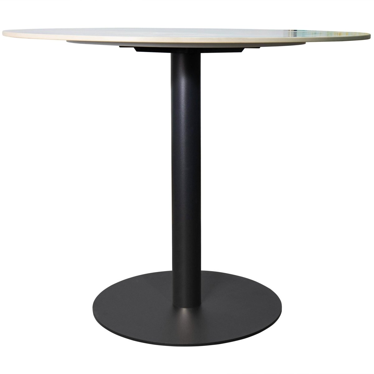 Vail Collection Dining Table Black/Gold Base With 27"/36" Round Stone Top