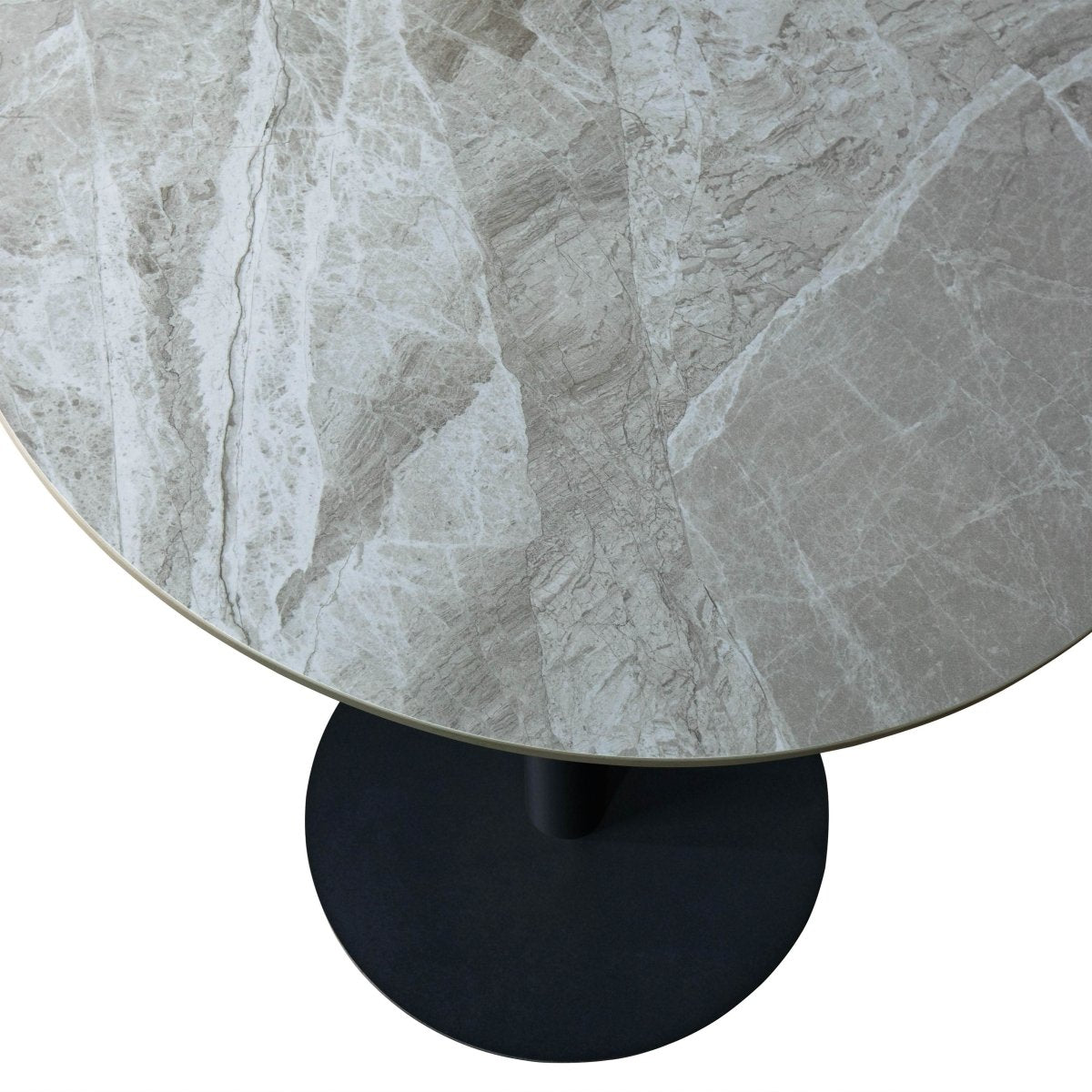 Vail Collection Dining Table Black/Gold Base With 27"/36" Round Stone Top