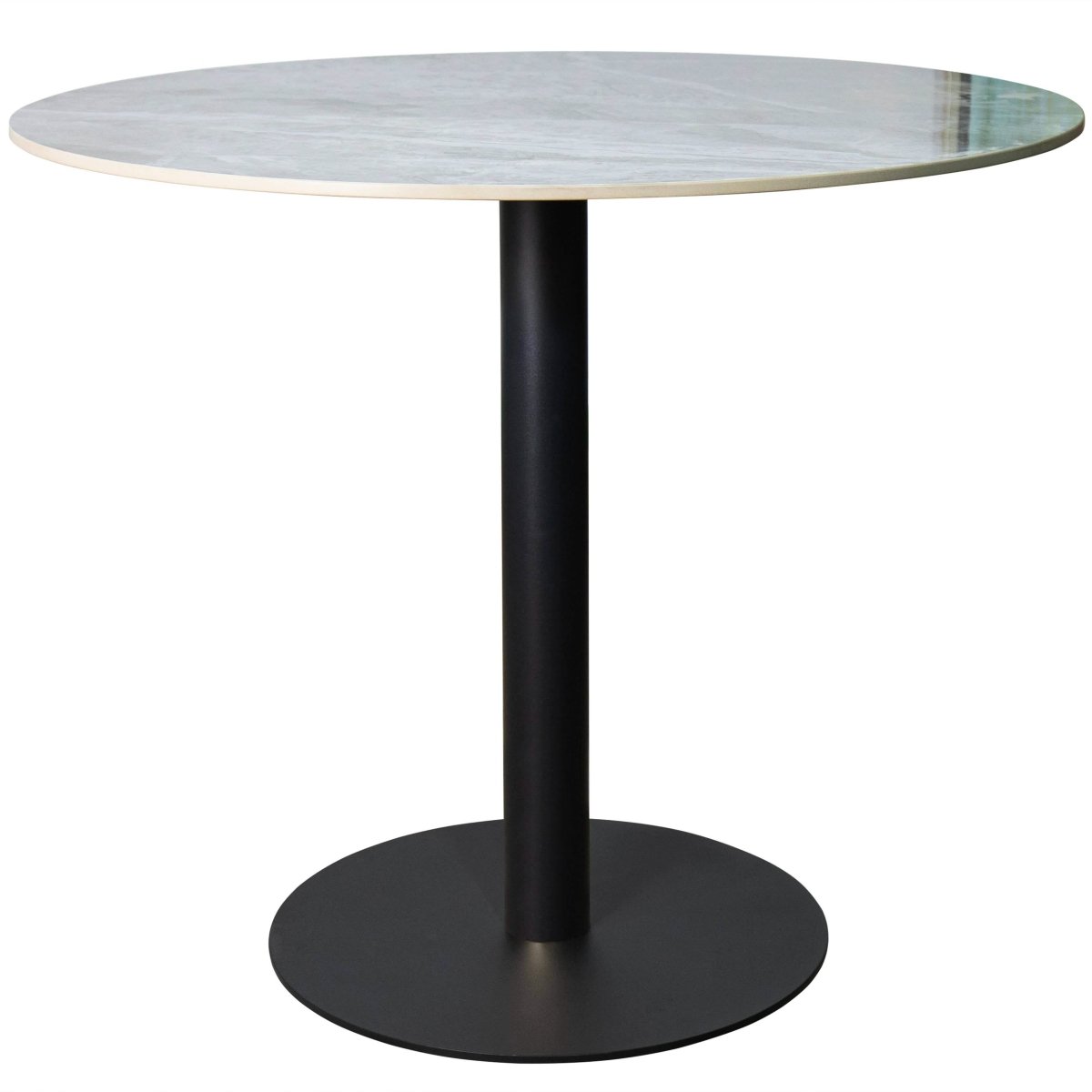 Vail Collection Dining Table Black/Gold Base With 27"/36" Round Stone Top