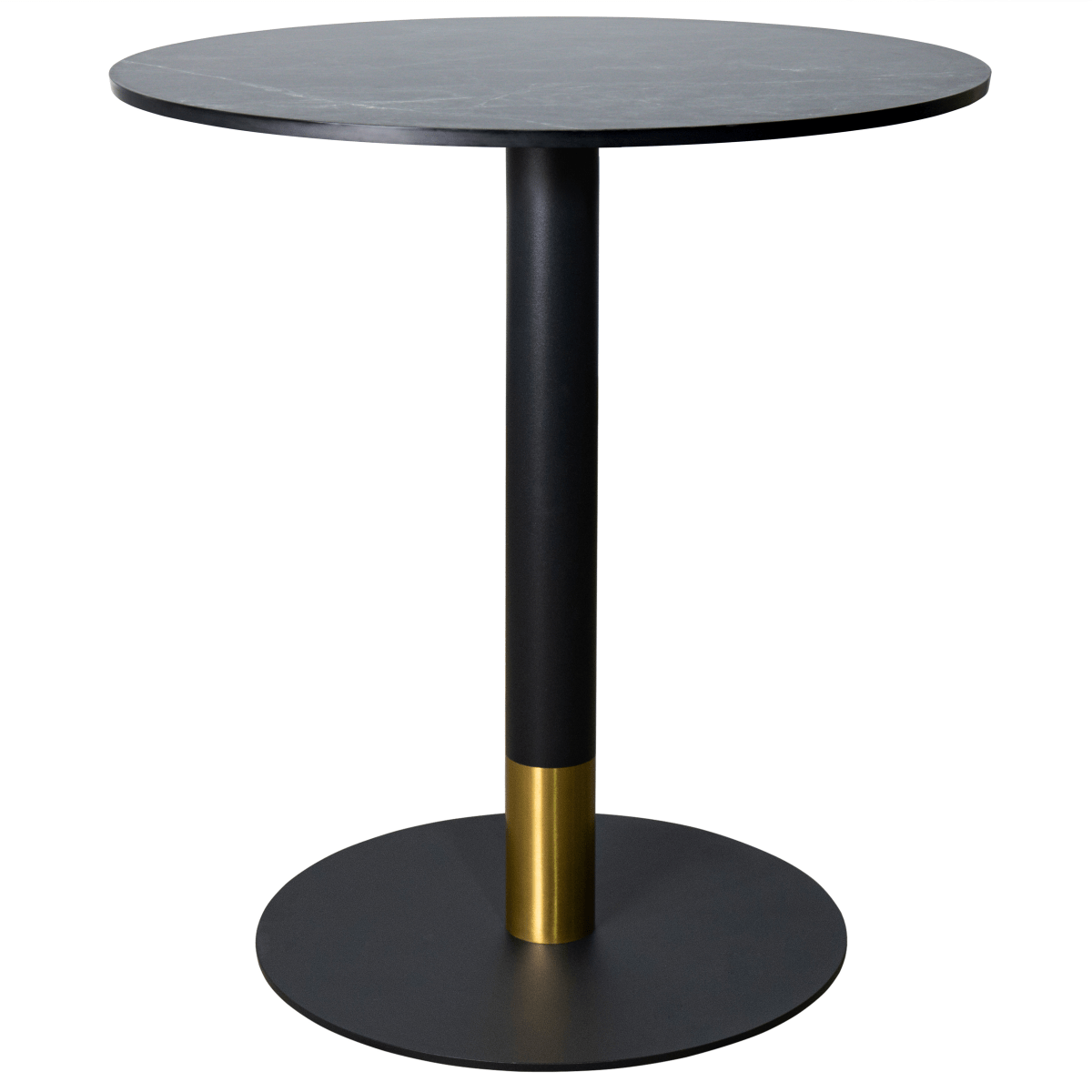 Vail Collection Dining Table Black/Gold Round Base With 27"/36" Round Sintered Stone and MDF Wood Top