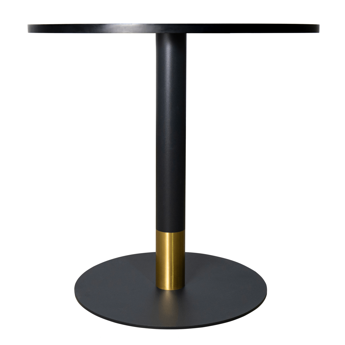 Vail Collection Dining Table Black/Gold Round Base With 27"/36" Round Sintered Stone and MDF Wood Top
