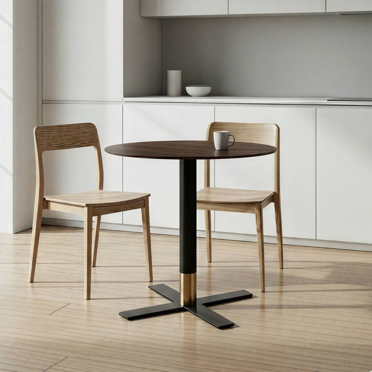 Vail Collection Dining Table Black/Gold X Base With 27"/36" Round Black MDF Top