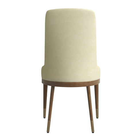 Viva Dining Side Chair Upholstered in Leather with Brown Rubberwood Legs