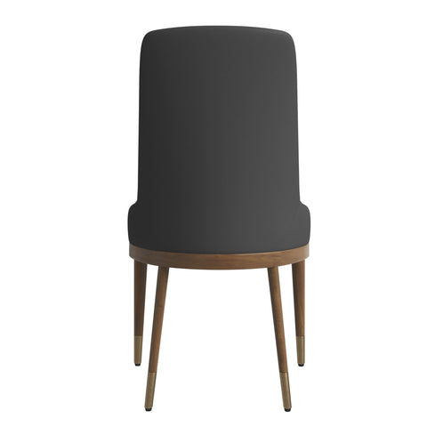 Viva Dining Side Chair Upholstered in Leather with Brown Rubberwood Legs