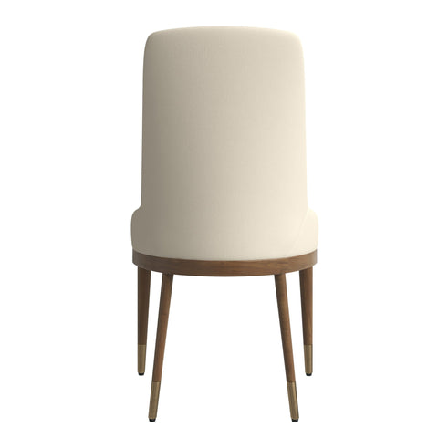 Viva Dining Side Chair Upholstered in Leather with Brown Rubberwood Legs