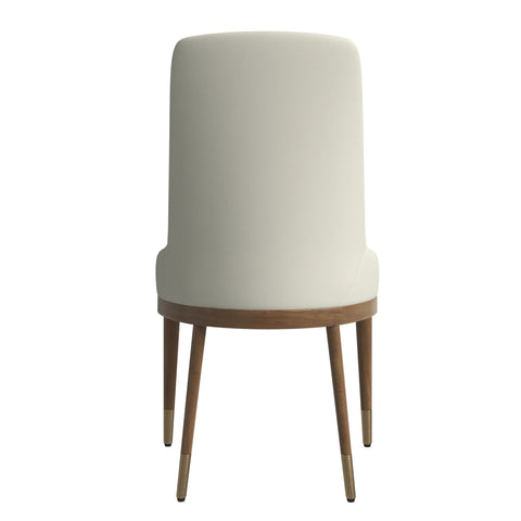 Viva Dining Side Chair Upholstered in Leather with Brown Rubberwood Legs