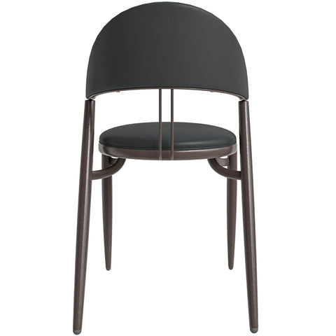 Venice Dining Chair Upholstered Leather in Iron With an Open Curved Back Design