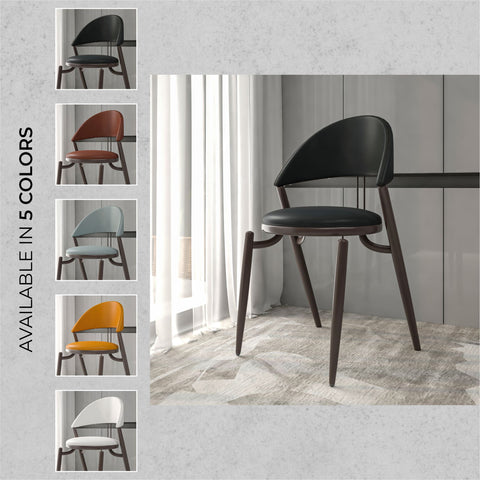 Venice Dining Chair Upholstered Leather in Iron With an Open Curved Back Design