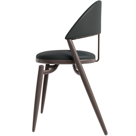 Venice Dining Chair Upholstered Leather in Iron With an Open Curved Back Design