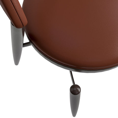 Venice Dining Chair Upholstered Leather in Iron With an Open Curved Back Design