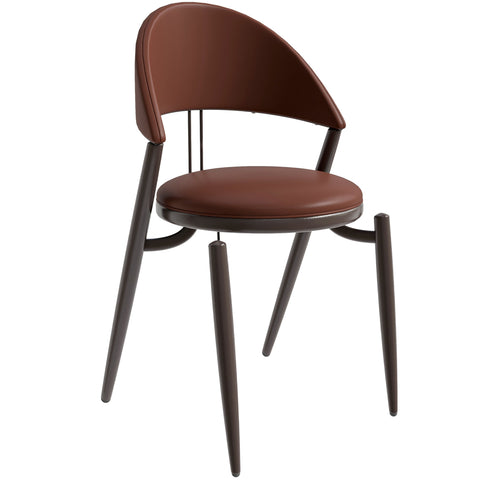 Venice Dining Chair Upholstered Leather in Iron With an Open Curved Back Design