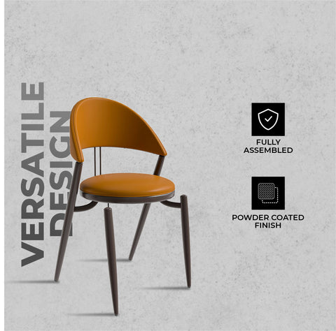 Venice Dining Chair Upholstered Leather in Iron With an Open Curved Back Design