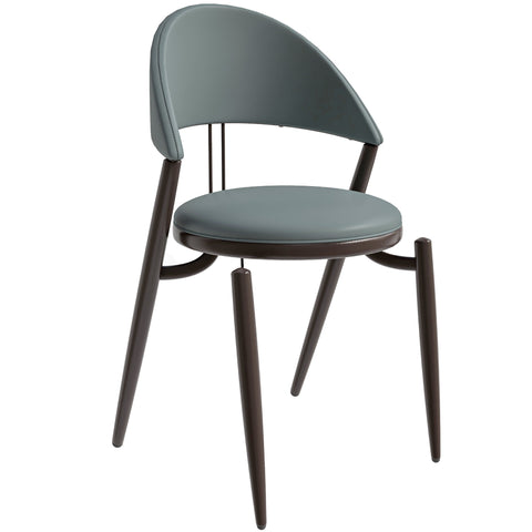 Venice Dining Chair Upholstered Leather in Iron With an Open Curved Back Design