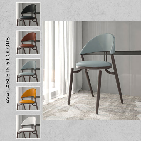 Venice Dining Chair Upholstered Leather in Iron With an Open Curved Back Design