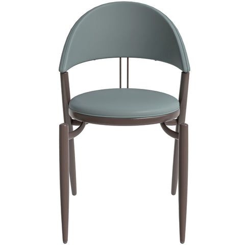 Venice Dining Chair Upholstered Leather in Iron With an Open Curved Back Design