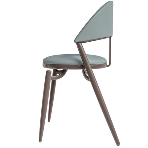 Venice Dining Chair Upholstered Leather in Iron With an Open Curved Back Design