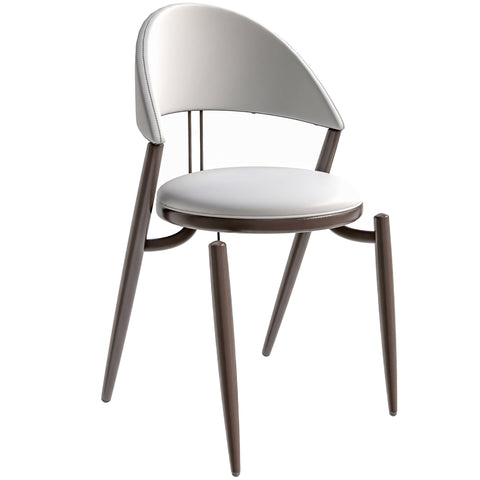 Venice Dining Chair Upholstered Leather in Iron With an Open Curved Back Design