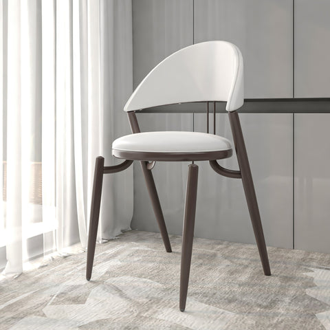 Venice Dining Chair Upholstered Leather in Iron With an Open Curved Back Design