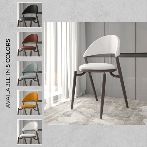 Venice Dining Chair Upholstered Leather in Iron With an Open Curved Back Design