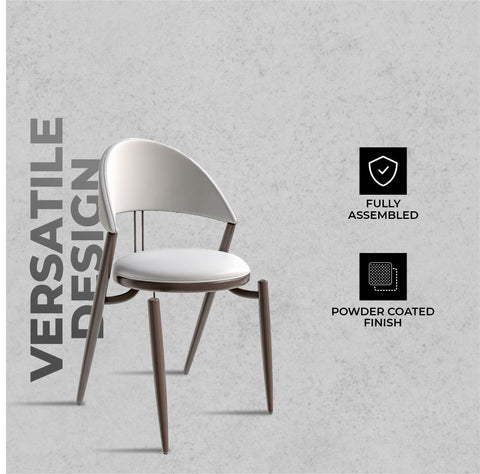 Venice Dining Chair Upholstered Leather in Iron With an Open Curved Back Design