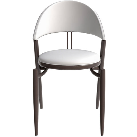 Venice Dining Chair Upholstered Leather in Iron With an Open Curved Back Design