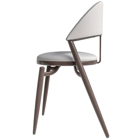 Venice Dining Chair Upholstered Leather in Iron With an Open Curved Back Design