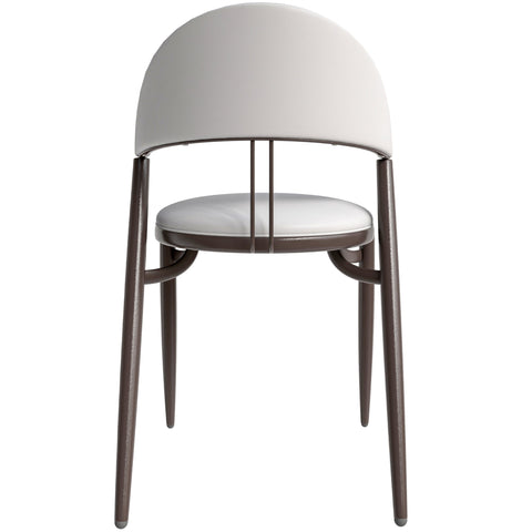 Venice Dining Chair Upholstered Leather in Iron With an Open Curved Back Design