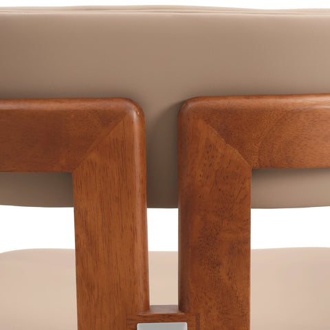 Velo Series Dining Chair with Upholstered Leather and Rubberwood Legs