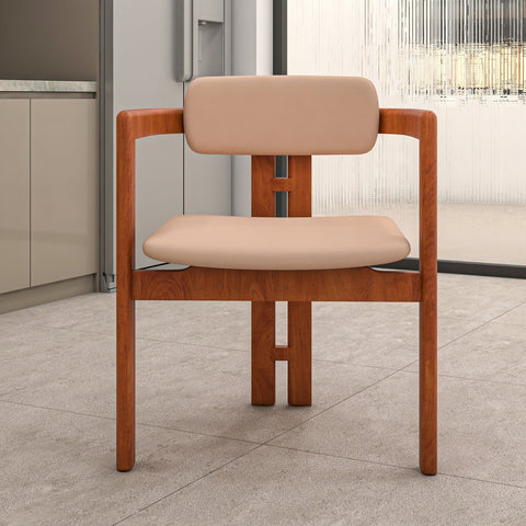 Velo Series Dining Chair with Upholstered Leather and Rubberwood Legs