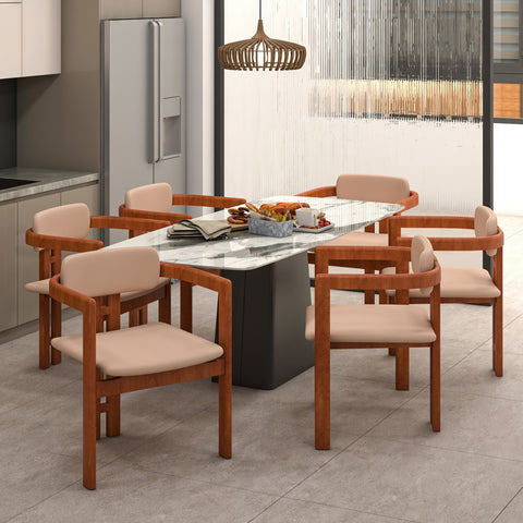 Velo Series Dining Chair with Upholstered Leather and Rubberwood Legs