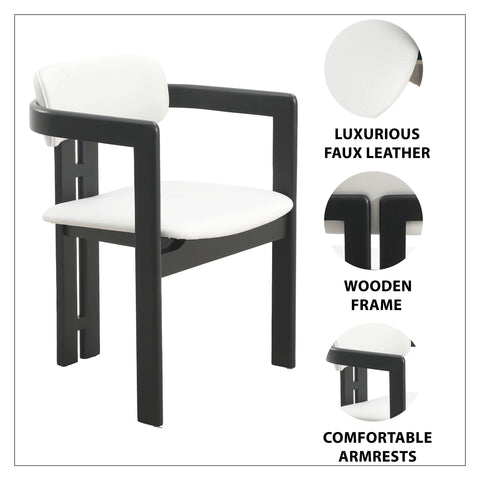 Velo Series Dining Chair with Upholstered Leather and Rubberwood Legs