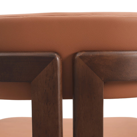 Velo Series Dining Chair with Upholstered Leather and Rubberwood Legs