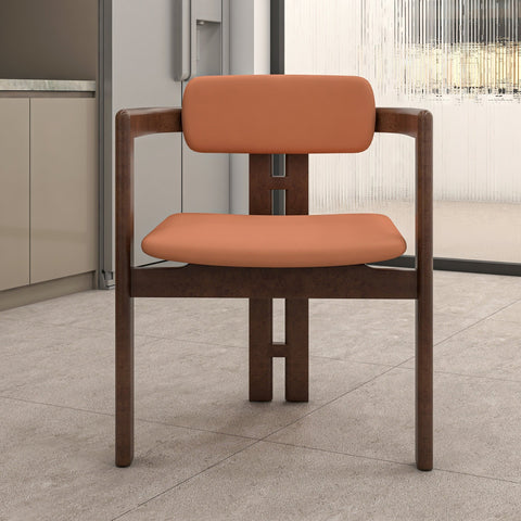 Velo Series Dining Chair with Upholstered Leather and Rubberwood Legs