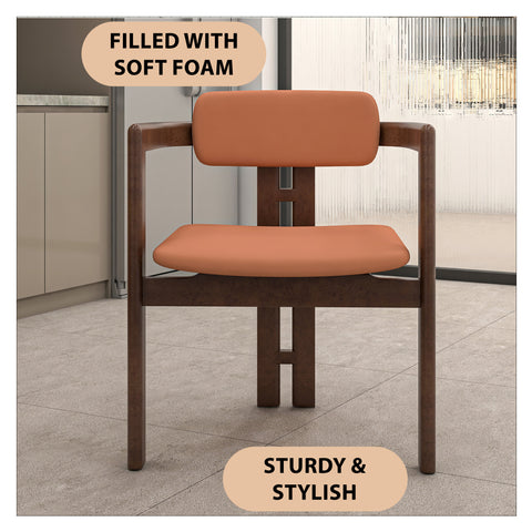 Velo Series Dining Chair with Upholstered Leather and Rubberwood Legs