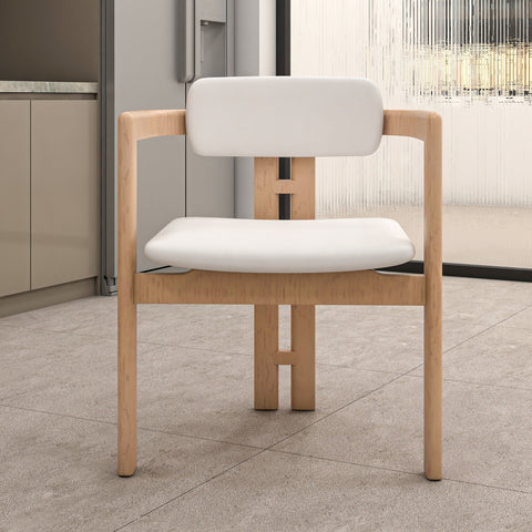 Velo Series Dining Chair with Upholstered Leather and Rubberwood Legs