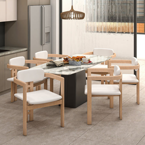 Velo Series Dining Chair with Upholstered Leather and Rubberwood Legs