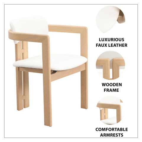 Velo Series Dining Chair with Upholstered Leather and Rubberwood Legs