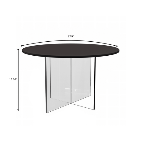 Valore Side Table with Round MDF Tabletop and Sturdy Acrylic Cross Base