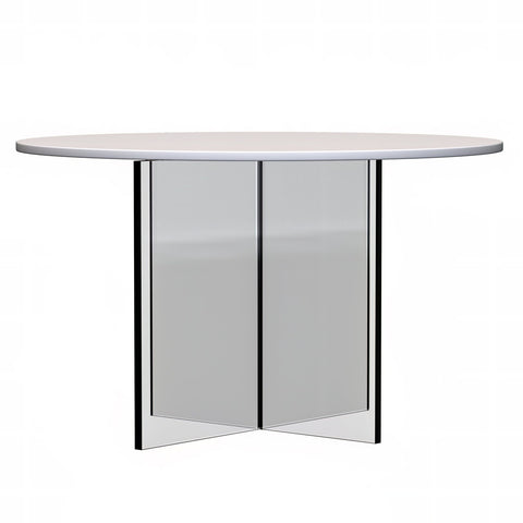 Valore Side Table with Round MDF Tabletop and Sturdy Acrylic Cross Base