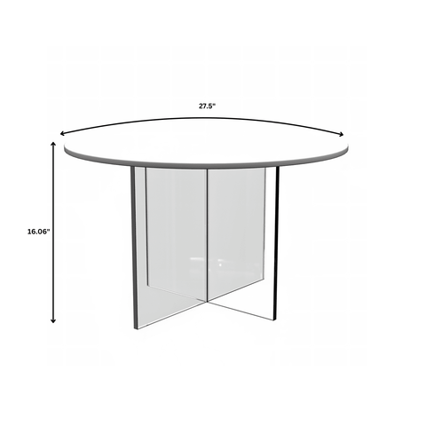 Valore Side Table with Round MDF Tabletop and Sturdy Acrylic Cross Base