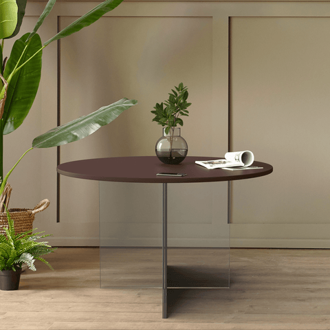 Valore Side Table with Round MDF Tabletop and Sturdy Acrylic Cross Base